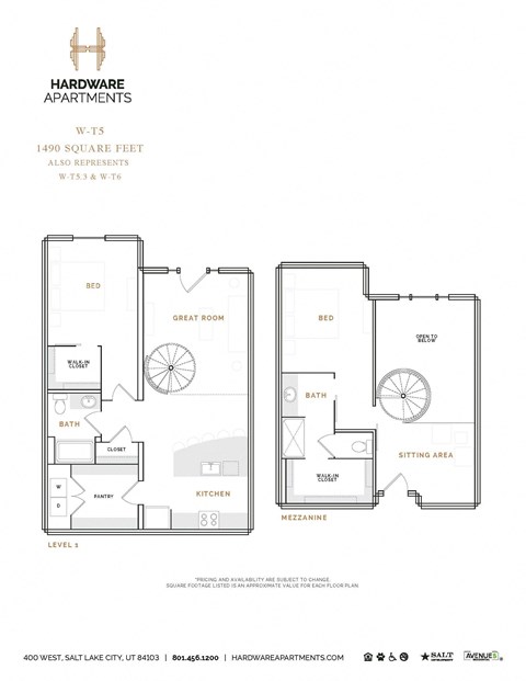 Floor plan for 2 beds, 2 baths, 1529 sqft
